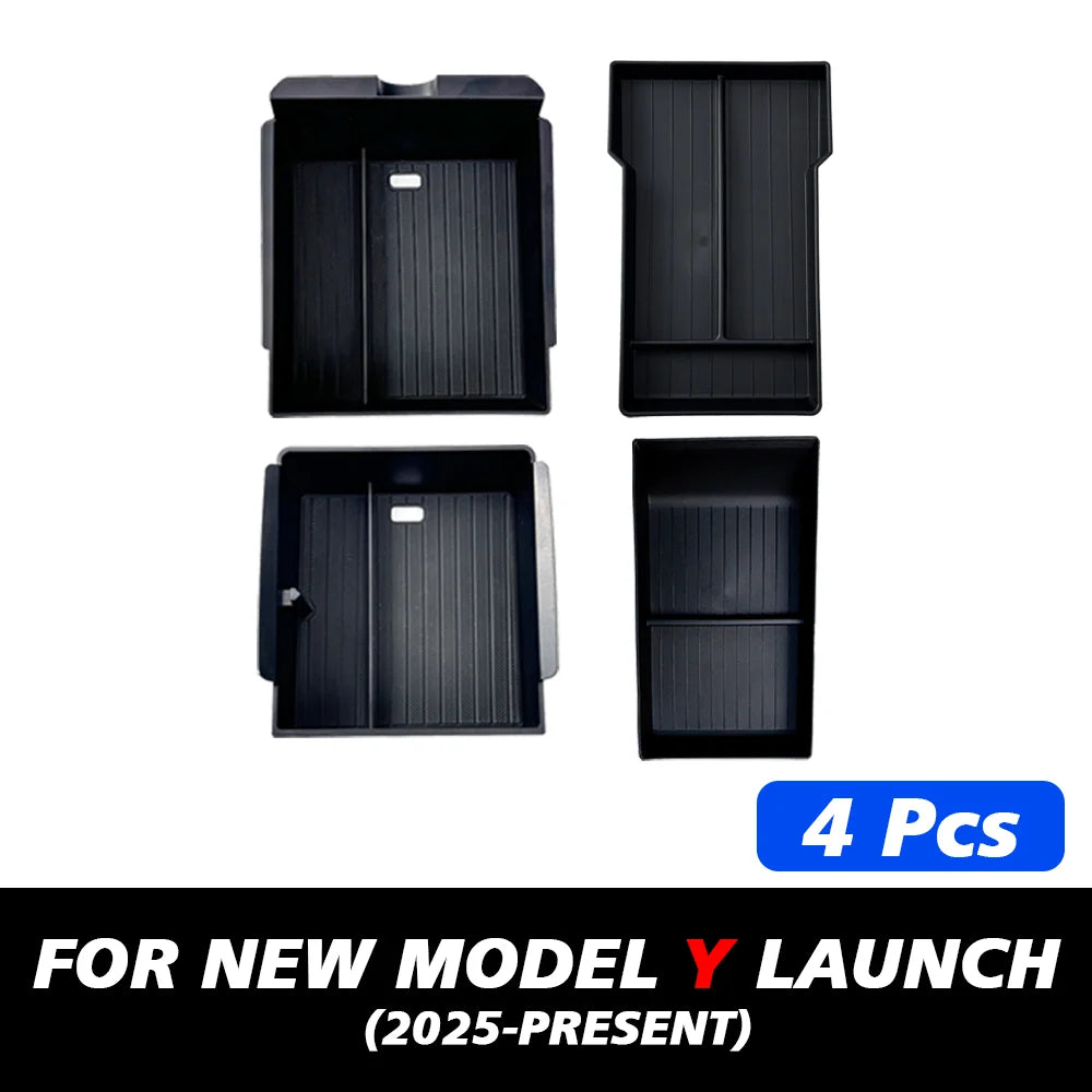 TEKSY For Tesla New Model Y 2025 Launch Juniper Teslajuniper ABS with Silicone Non-slip Mat Console & Armrest Storage Box Upper