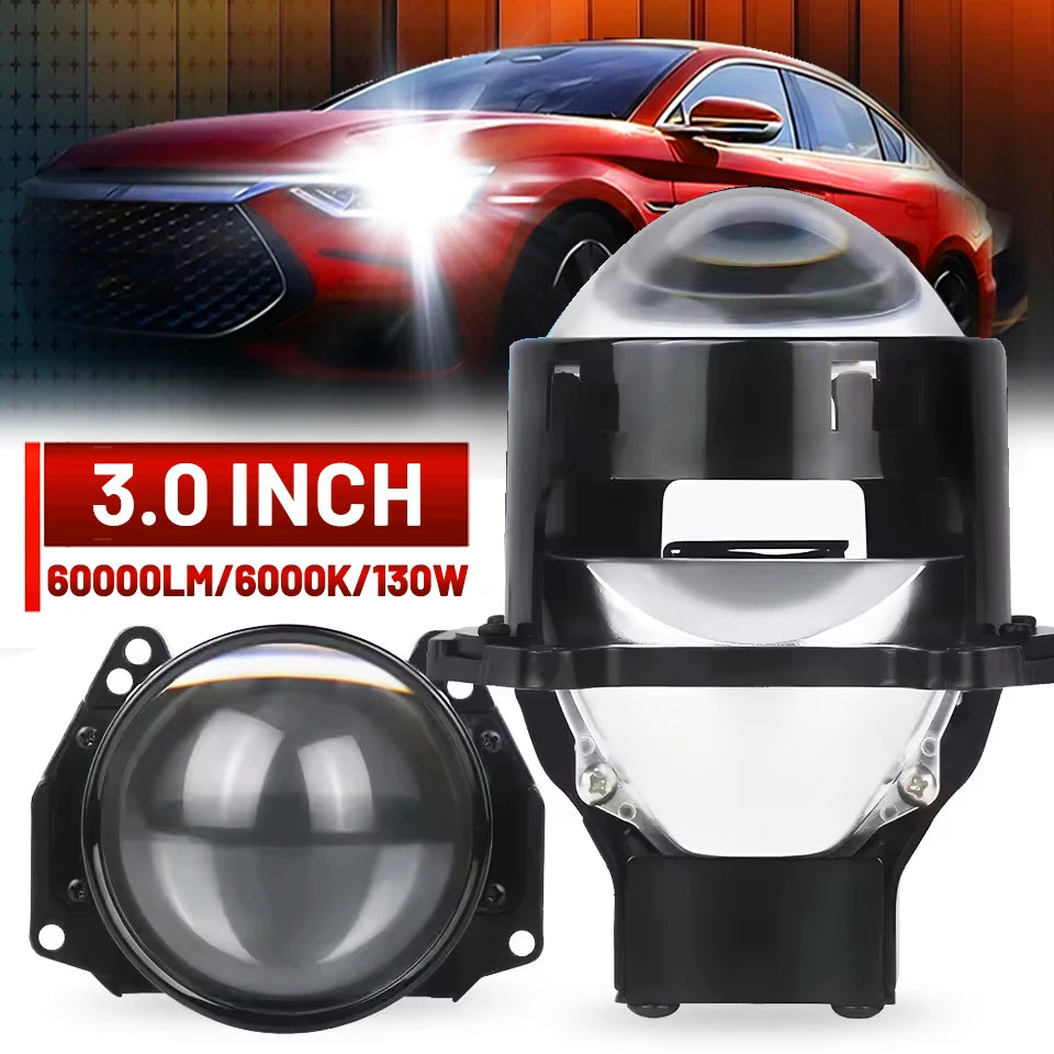 2PCS 3 Inch Bi LED Projector Headlights Lenses | 130W 60000LM Upgrade for Hella LED Lights