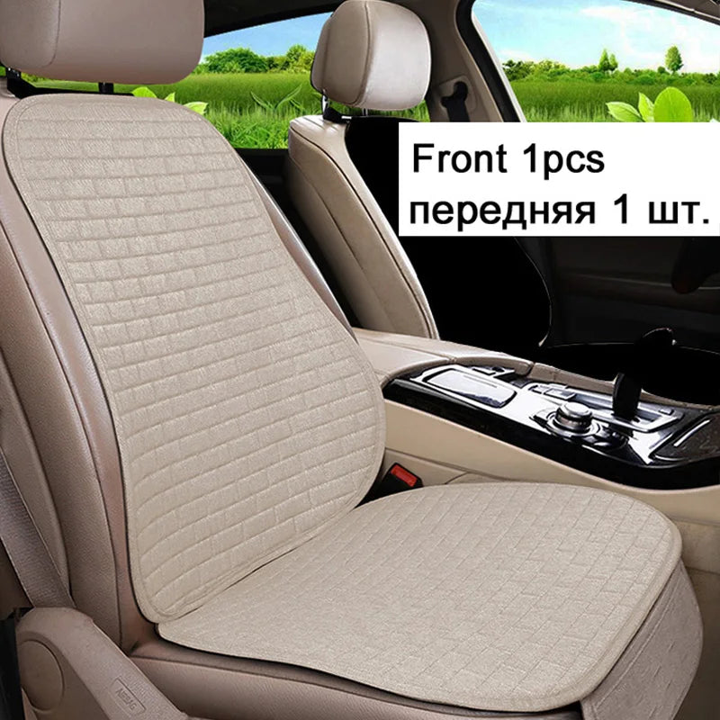 Flax Car Seat Cushion Pad Thick Fiber Filled Seat Cover additional angle