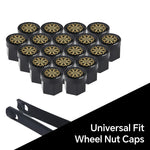 20Pcs Universal Black Car Wheel Hub Nut Protective Caps | ABS Rust Proof Waterproof Ti close-up view