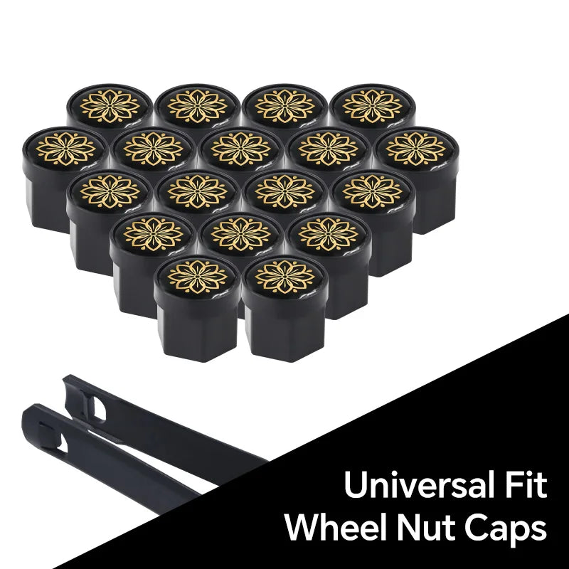 20Pcs Universal Black Car Wheel Hub Nut Protective Caps | ABS Rust Proof Waterproof Ti close-up view