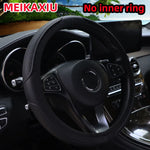 PU Leather Checkered Embossed Streamlined Car Rimless Steering Wheel Cover Suitable additional angle