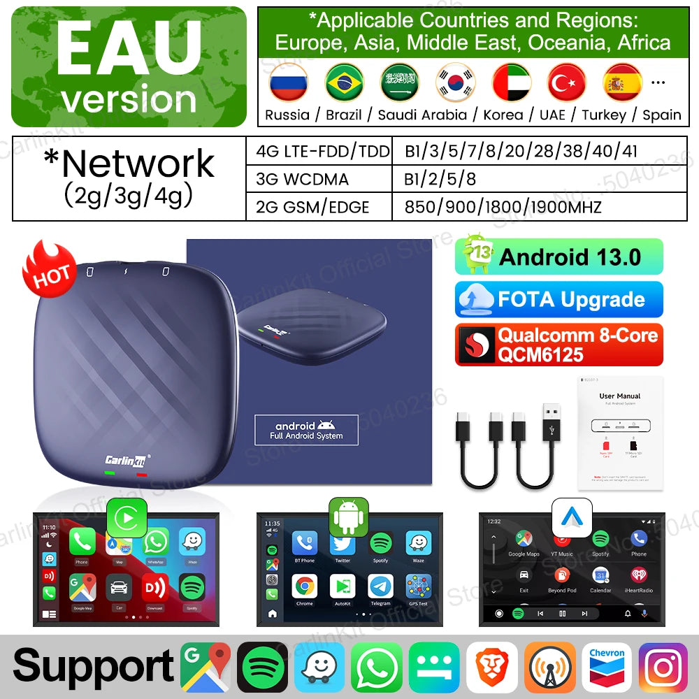 CarlinKit 8G+128G Android 13 CarPlay AI Box | Qualcomm 8-Core Wireless Adapter alternate view