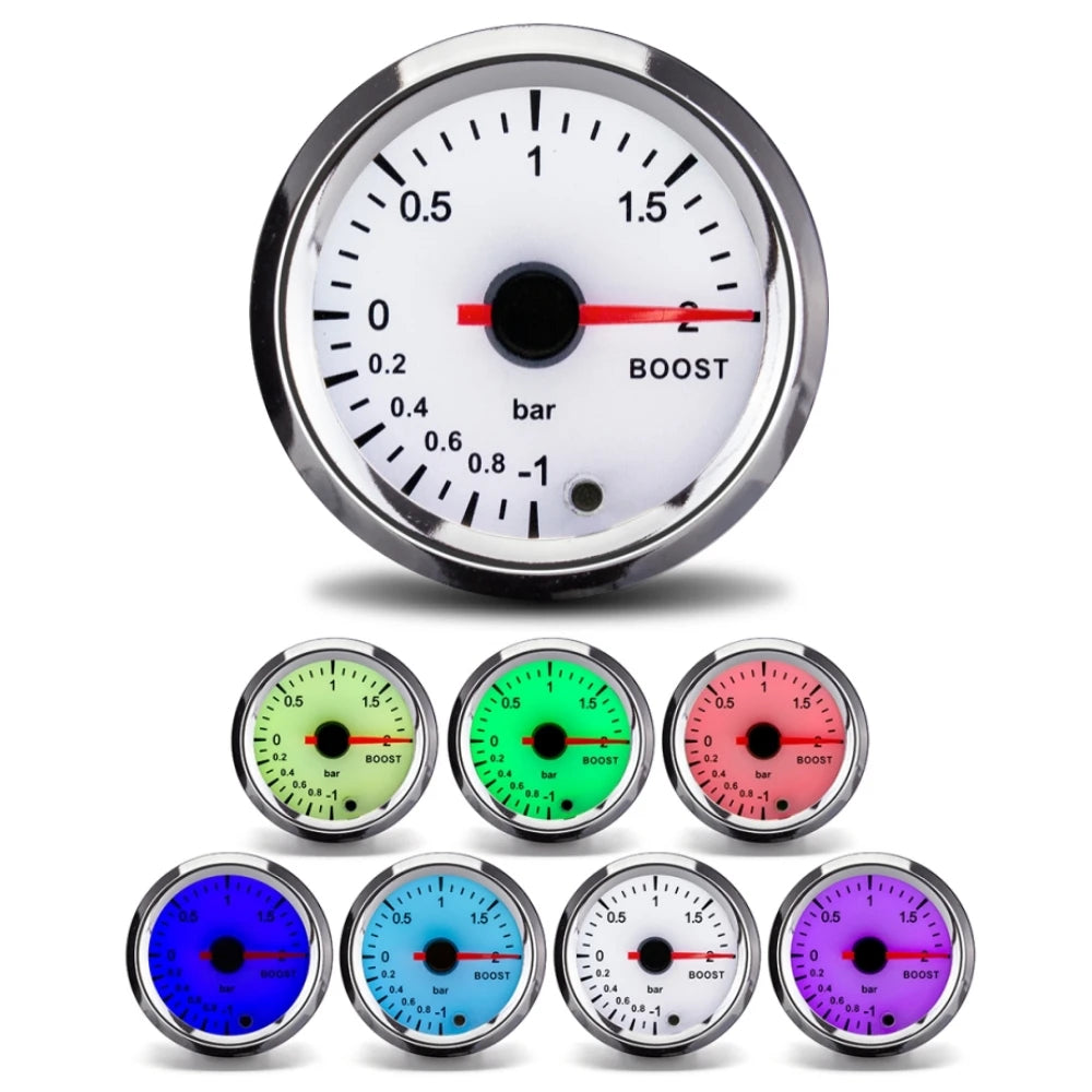 52mm 7-Color Car Gauge Set | Tachometer, Boost, Temp, Oil, Volt & Air-Fuel alternate view