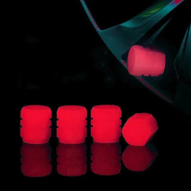 Luminous Valve Caps Fluorescent Night Car Tire Valve Caps Motorcycle Bike Glowing Deco close-up view