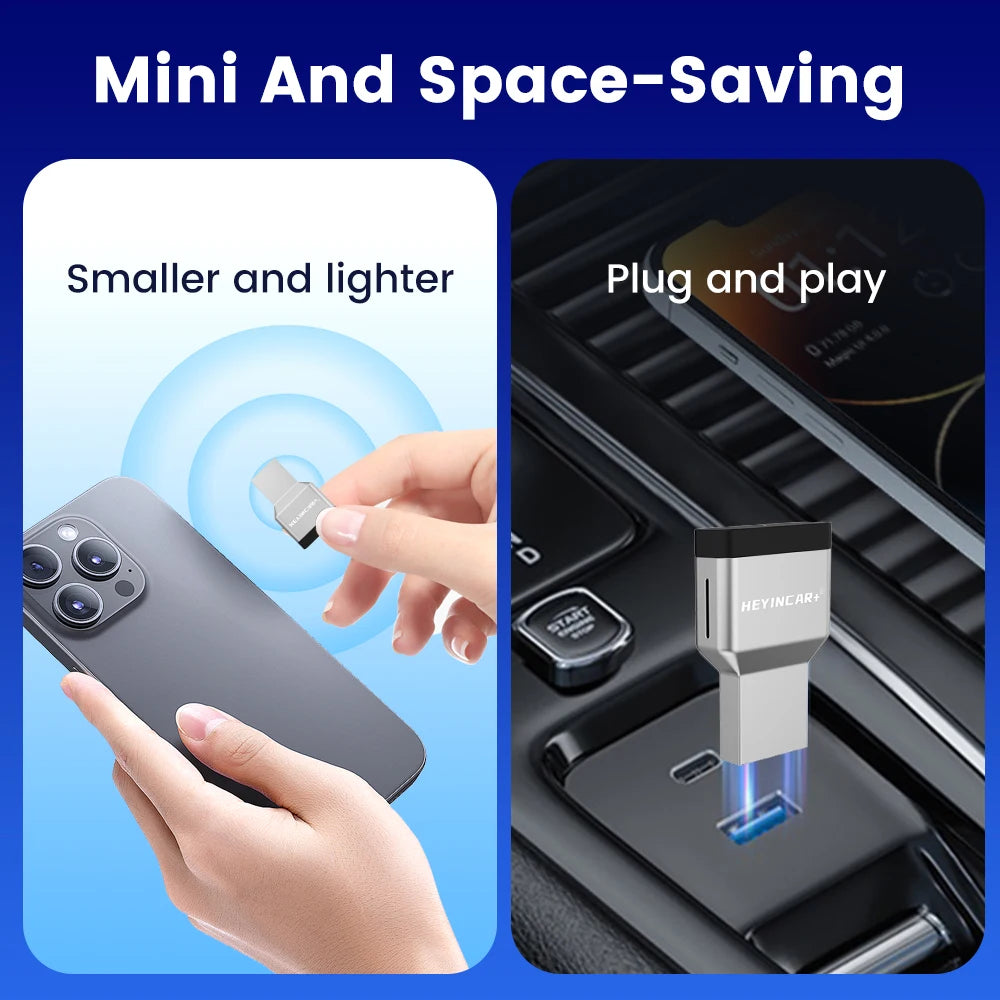 HEYINCAR Wireless CarPlay Dongle Wireless Android Auto Adapter 2in1 Car Intelligent Syst detail view