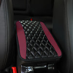 Car armrest cushion center control cushion Car interior accessories PU leather embroidered three-dimensional lattice cushion