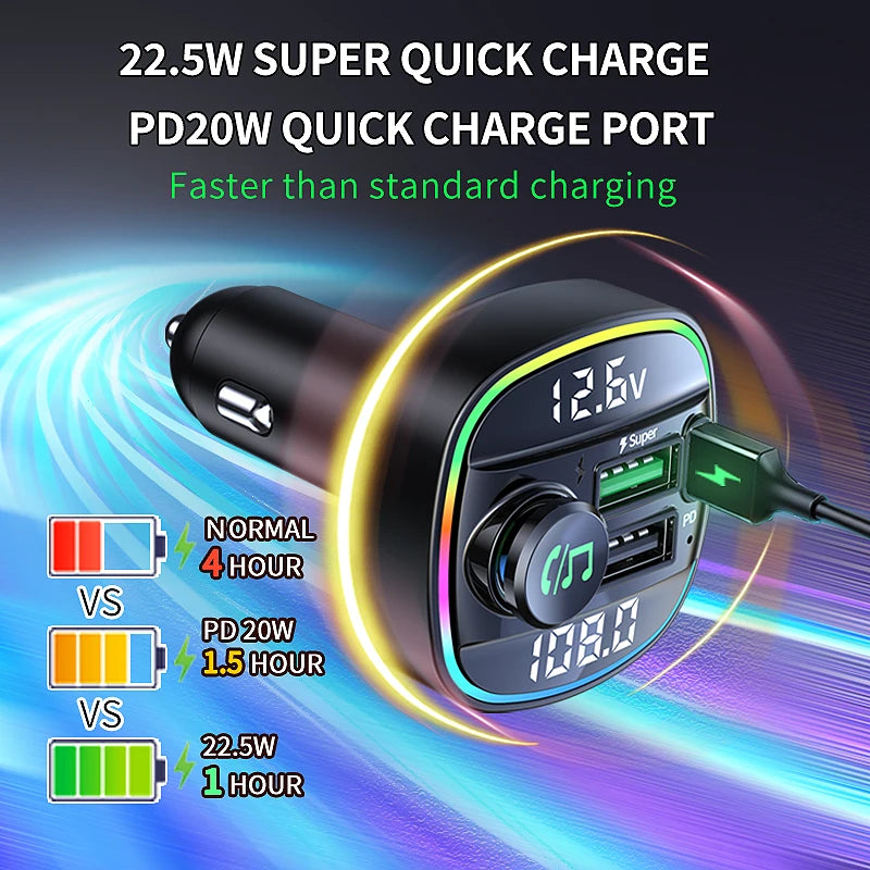 Bluetooth 5.0 FM Transmitter Handsfree Car Radio Modulator MP3 Player With 22.5W USB alternate view