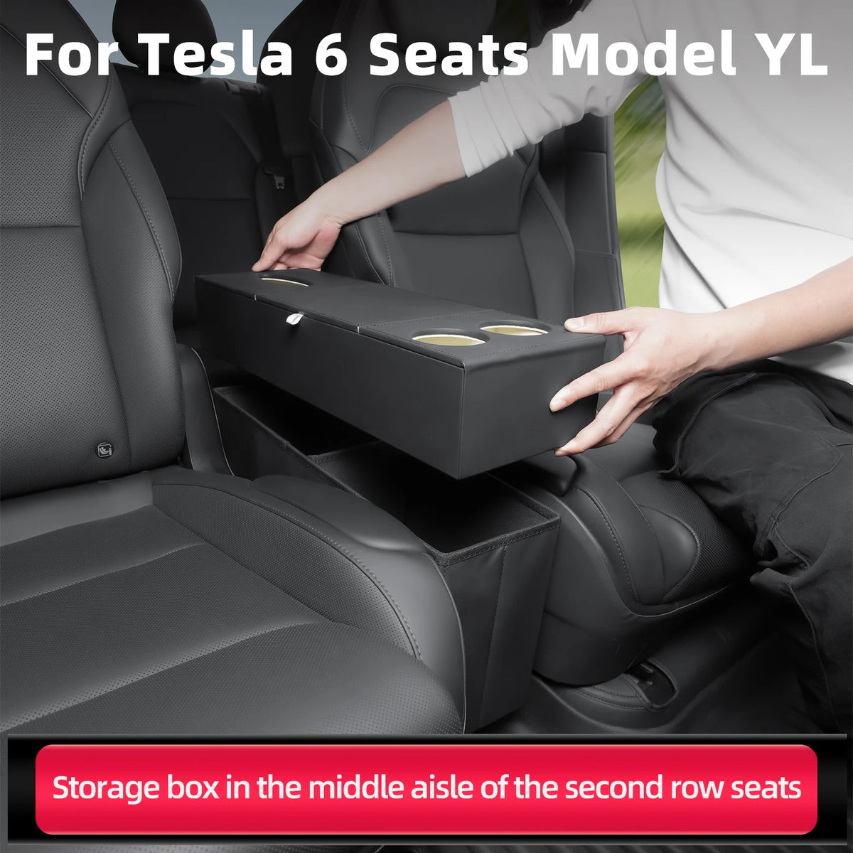 For Tesla 6-Seater Model YL 2026 Second Row Seat Aisle Storage Box, Car Multifunctional Storage Box