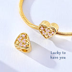 925 Sterling Silver Gold Plated Charms Bead Plane Bow Cross Cat Dangle Fit Original Br close-up view