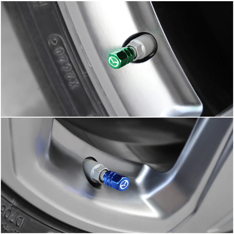 4Pcs Car Wheel Valve Stem Caps | For Mazda 3 CX5 CX30 MX5 CX3 CX9 lifestyle view