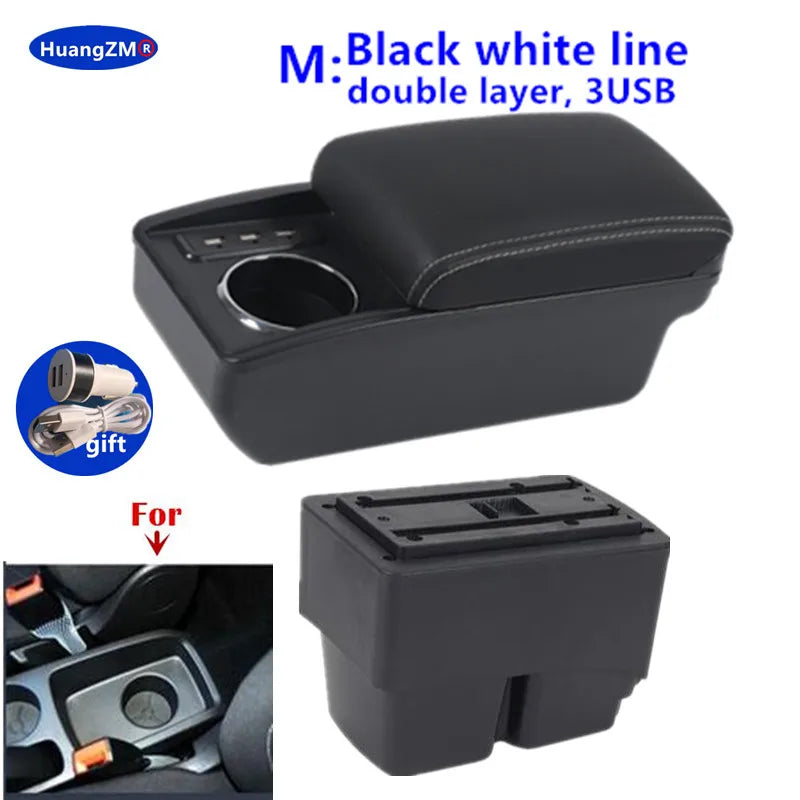 For Ford Fiesta Armrest Box For Ford Fiesta MK7 Car Armrest 2009-2017 Storage Box Interior Dedicated Retrofit Car Accessories