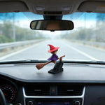 3D Drift Broomstick Car Dashboard Ornament Funny Witch Wizard Flying Figurine Auto Interior Decoration Accessories