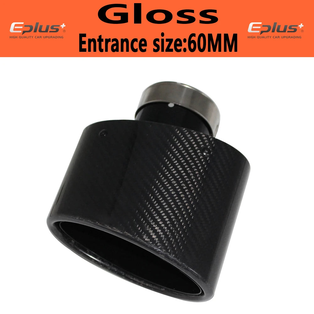 Oval Gloss Carbon Fiber Universal Car Muffler Tip Exhaust Pipe Nozzle Decoration | Sta close-up view