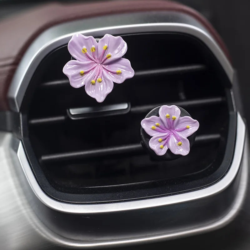 2Pcs Car Perfume Clip Flower Air Freshener | Cherry Blossom Peach Blossom Car Decor lifestyle view