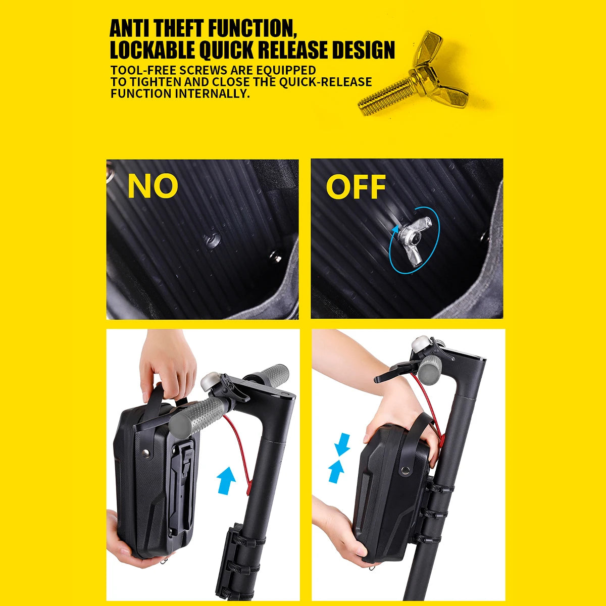 WILD MAN Anti-Theft Electric Scooter Bag Bike Front Fork Pouch Quick Release Hard S additional angle