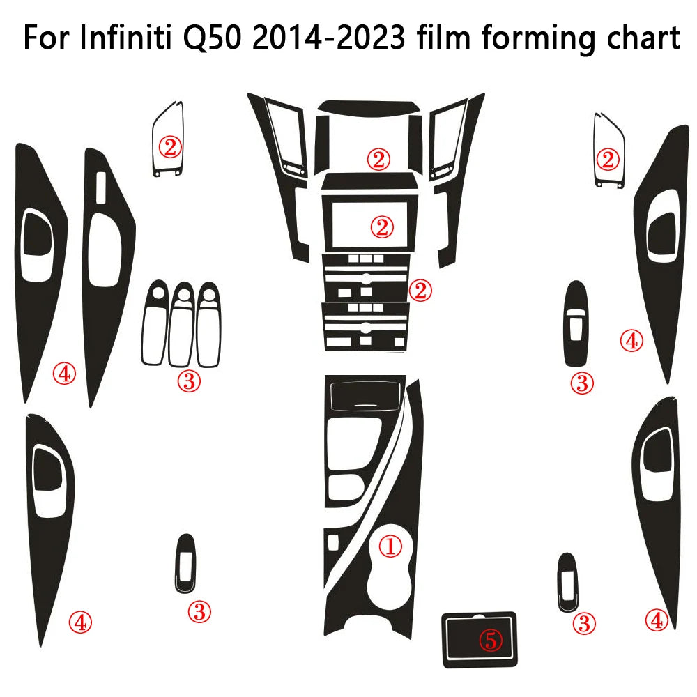 Carbon Fiber Interior Decal Sticker Set for Infiniti Q50 2015-2020 | Central Contro additional angle