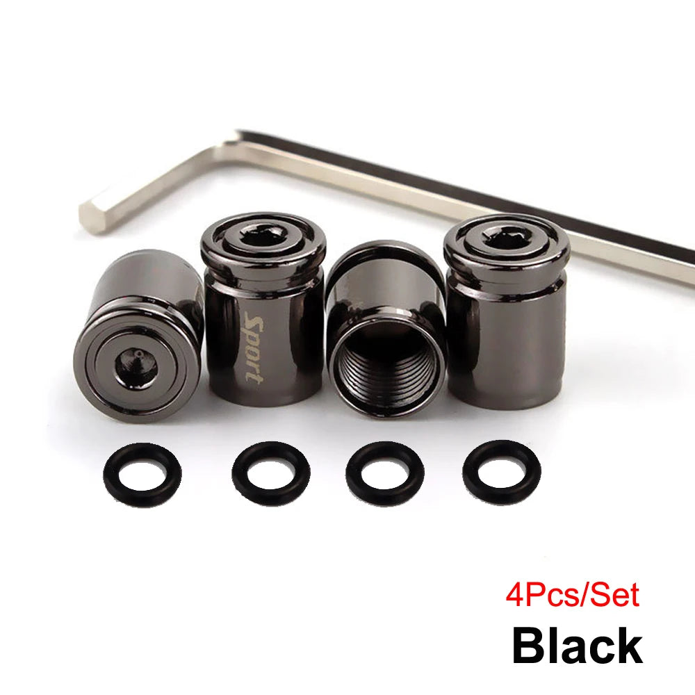 Tire Valve Stem Caps Set - Anti-theft Zinc Alloy Wheel Air Valve Covers for Cars, SUVs close-up view