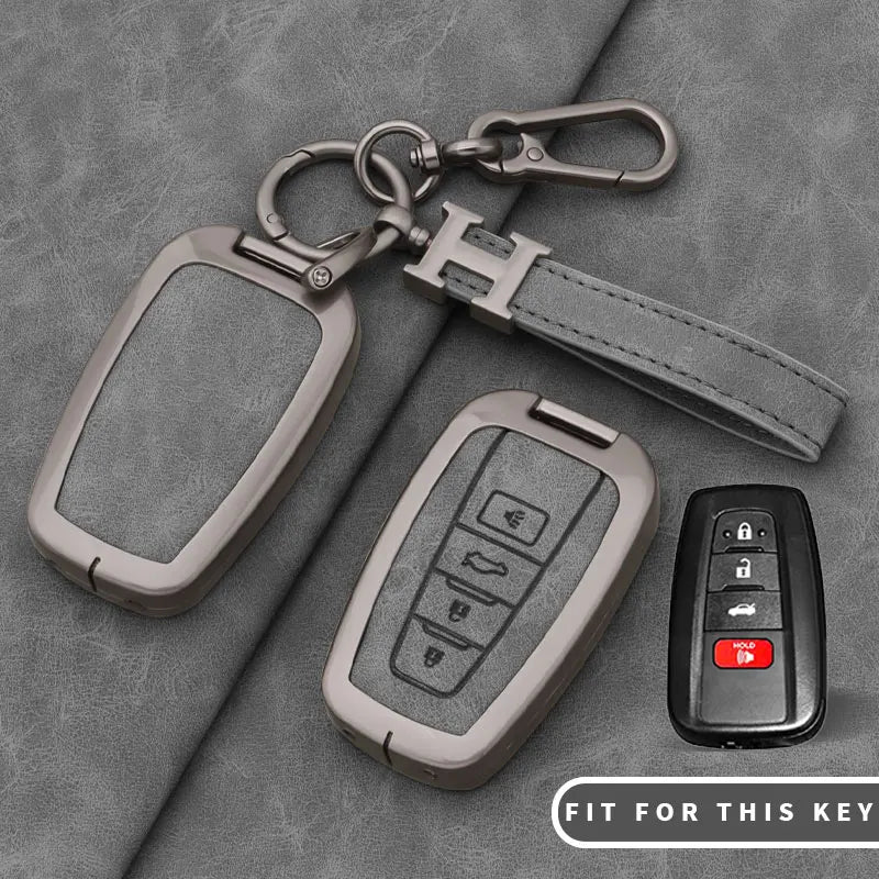 Leather Remote Key Chain Ring Case Cover Shell Protect For Toyota CHR Camry Corolla RAV4 detail view