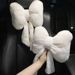 Cute Bowknot Car Headrest Neck Pillow | Plush Lumbar Support Cushion