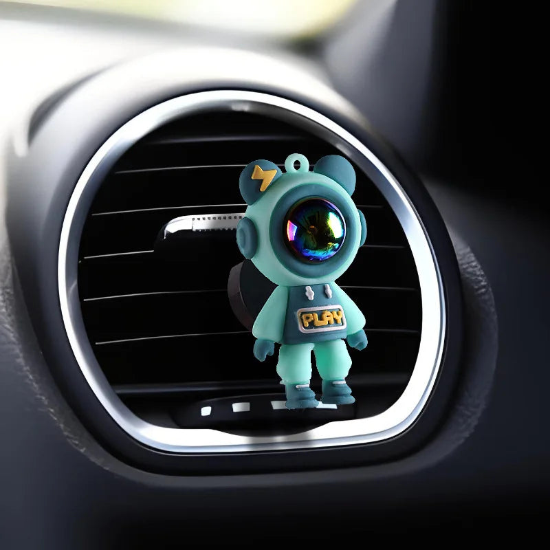 Car Air Outlet Perfume Clip | Cartoon Astronaut Car Freshener and Decoration close-up view