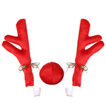 Christmas Car Decoration Deer Horn Antlers Car Kit with Red Nose and Tail for Holiday Gift Set Car Accessories Pendant