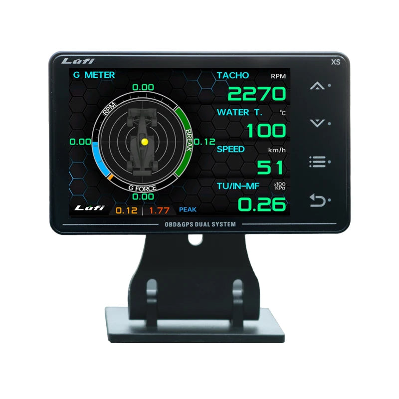 Lufi XS LCD Gauge OBD+GPS Head Up Display | Turbo Boost and Oil Pressure Monitor alternate view
