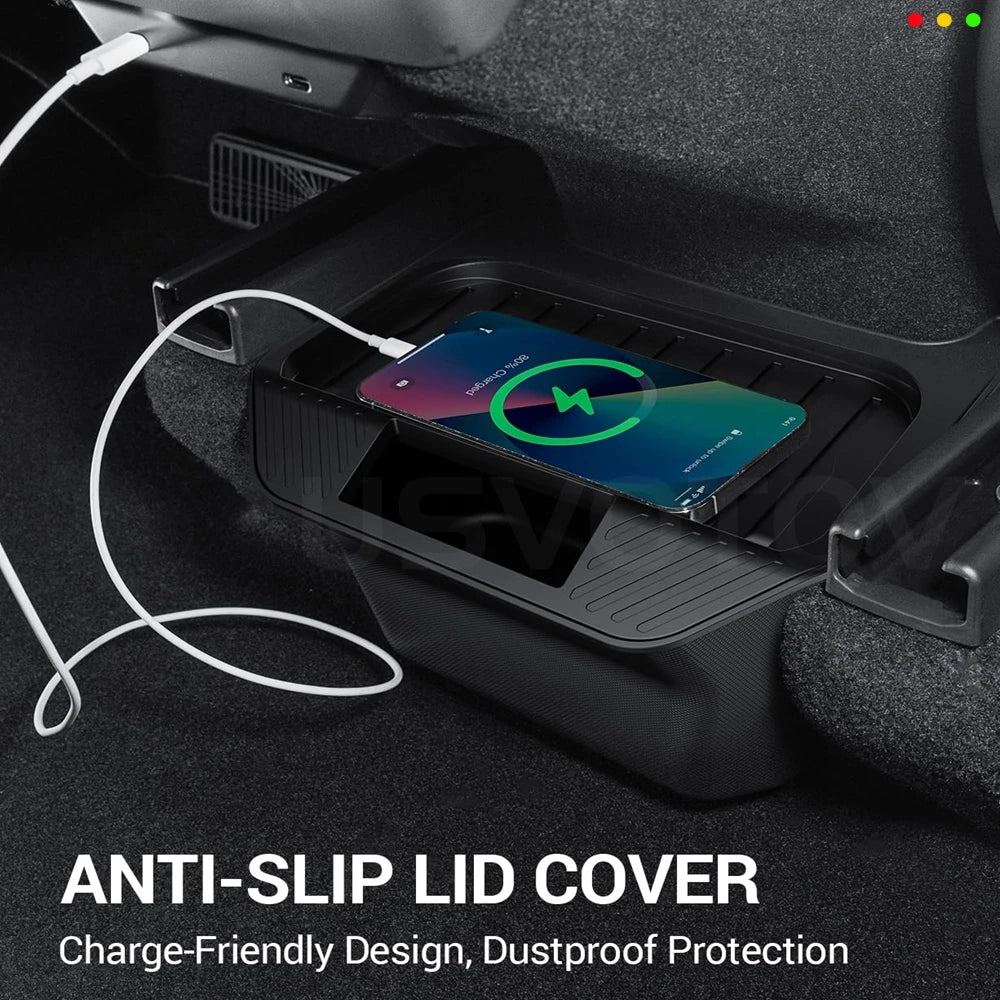 Tesla Model Y Juniper Rear Center Console Organizer | Under-Floor Storage & Trash B additional angle