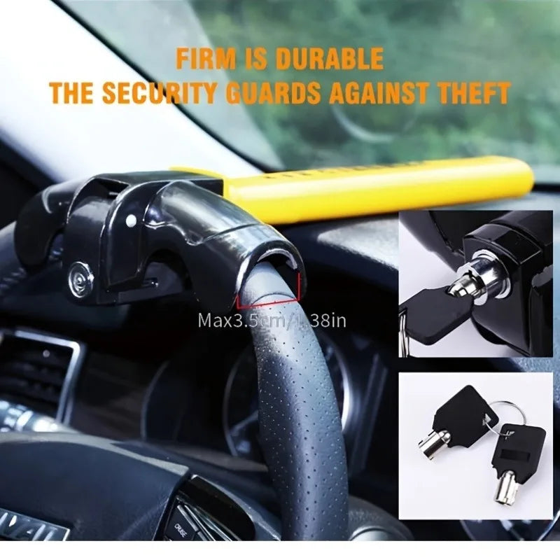 Car Steering Wheel Lock Universal Heavy Duty Stainless Lock Anti-theft Car Security Ro close-up view