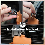 Car Air Outlet Hanging Storage Bag, Leather Dashboard Organizer for Phone, Key, Sun additional angle