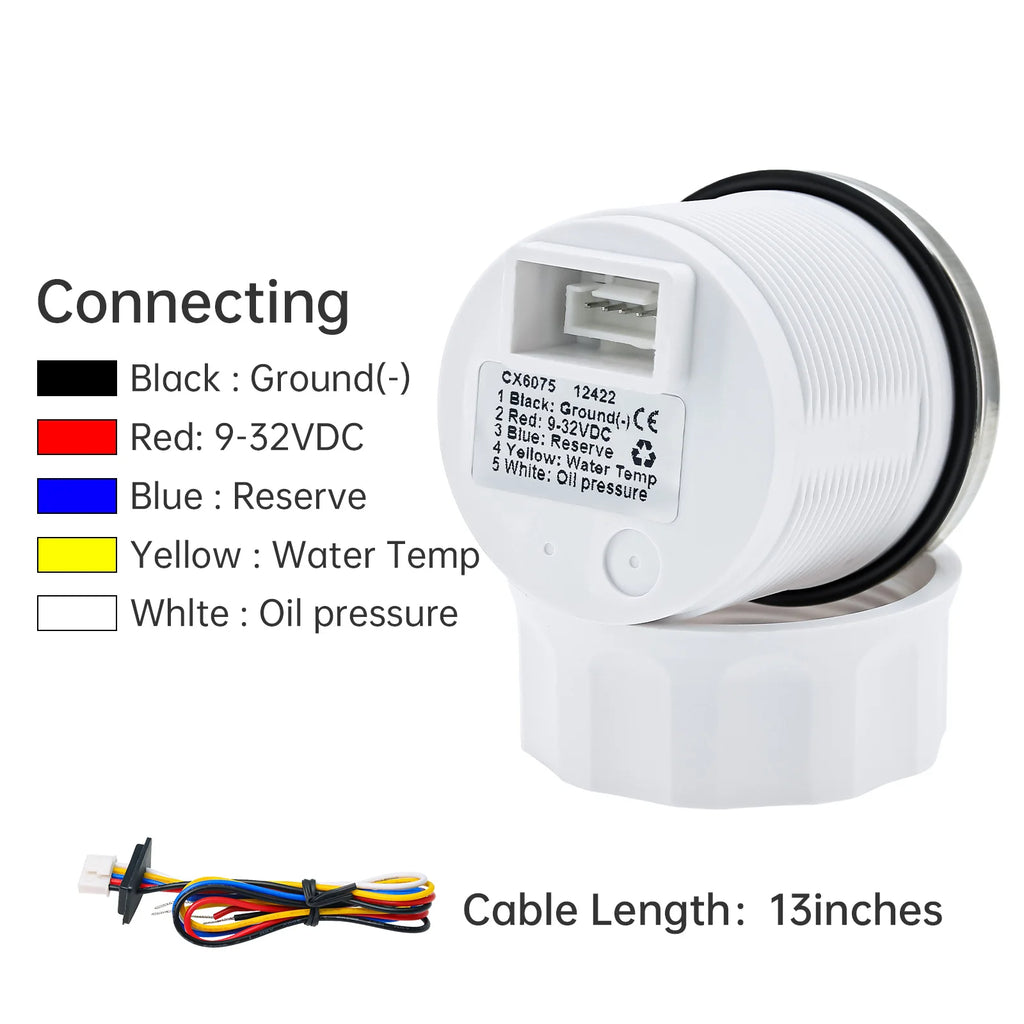 3 in 1 Car Gauge Water Temperature Oil Pressure Voltmeter 52mm Digital Red Backligh additional angle