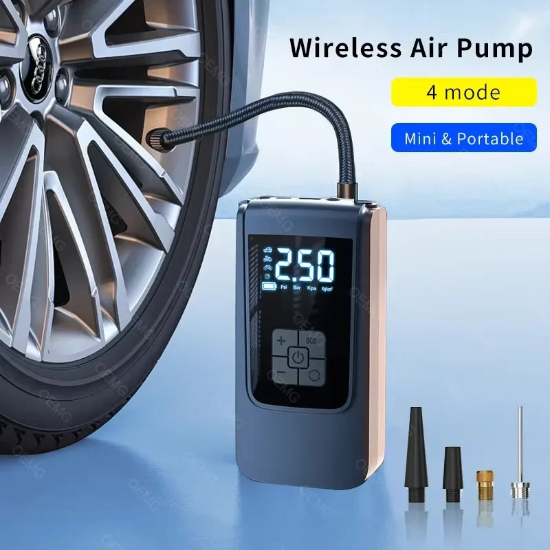 Wireless Car Air Pump Portable Air Compressor Electric Tire Inflator with LCD Digital Display for Ca