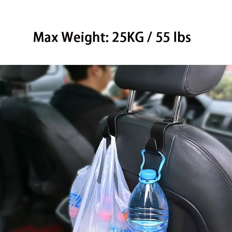 4Pcs Car Seat Back Hook Rear Interior Portable Hanging Bag Purse Holder Universal Stor close-up view