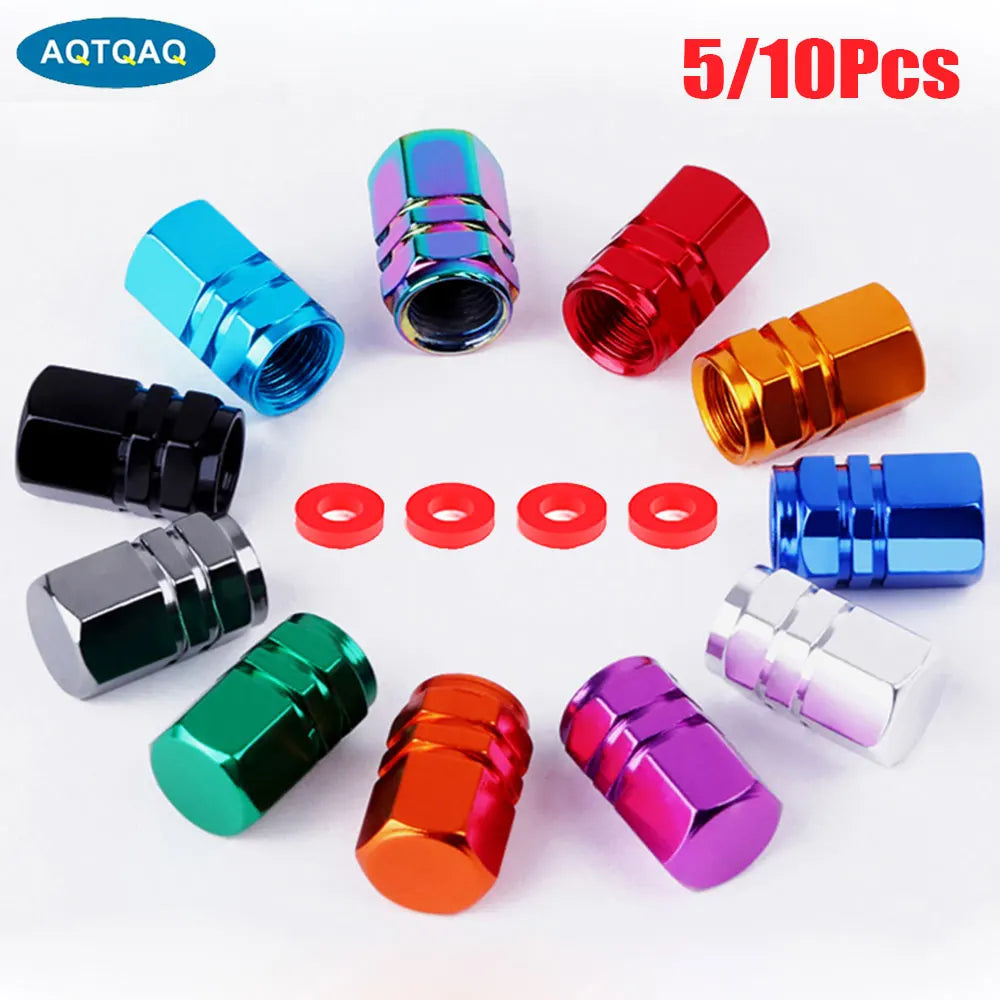 Aluminum Alloy Tire Valve Caps | 5 or 10 Pack Waterproof Dustproof Stem Covers