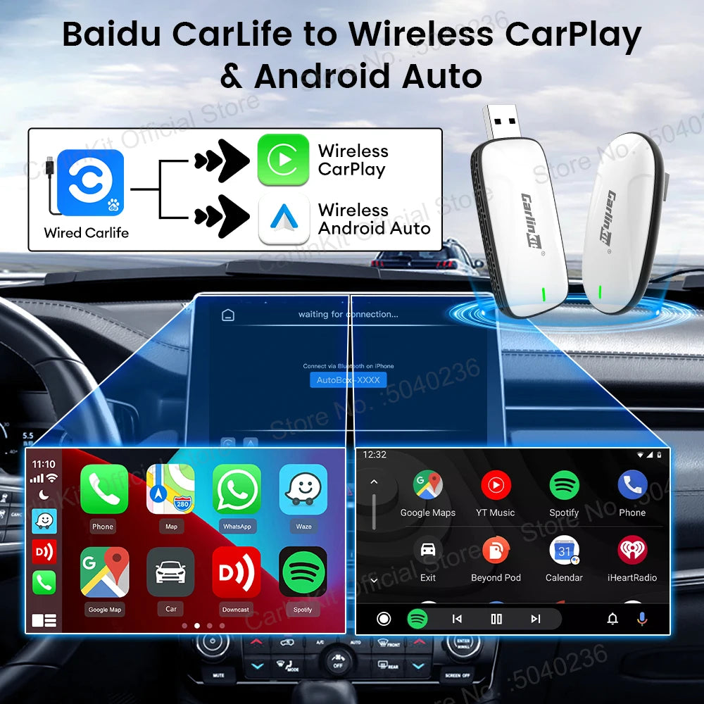 CarlinKit Baidu CarLife to Wireless CarPlay Android Auto Wireless Auto Connect Origin alternate view