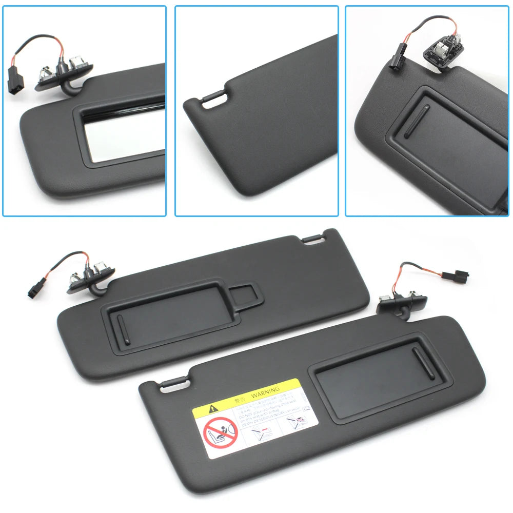 LHD Black Car Left Right Sun Shade Visor Panel Makeup Cosmetic Mirror Cover For Porsche Macan 2014-2024 95B857551 95B857552