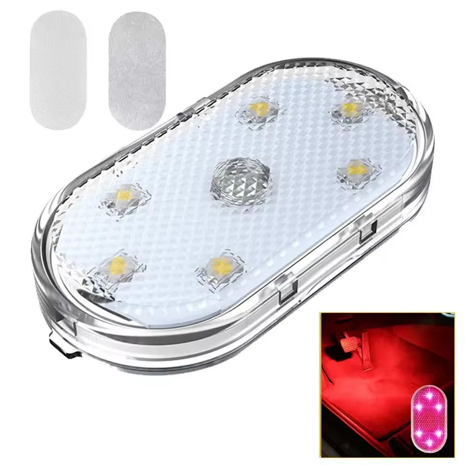 USB Charging LED Touch Light Mini Wireless Car Interior Lighting Auto Roof Ceiling Rea close-up view