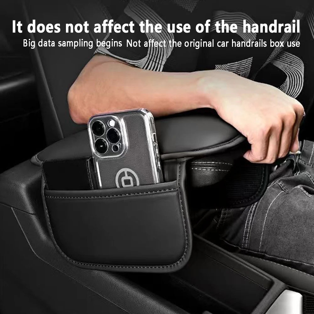 Leather Car Armrest Box Pad Center Console Arm Rest Protector Storage Pocket With pocket storage