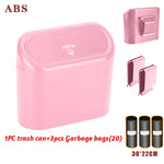 Hanging Car Trash Can Car Flip Top Trash Can Interior Trash Storage ABS Trash Can with close-up view