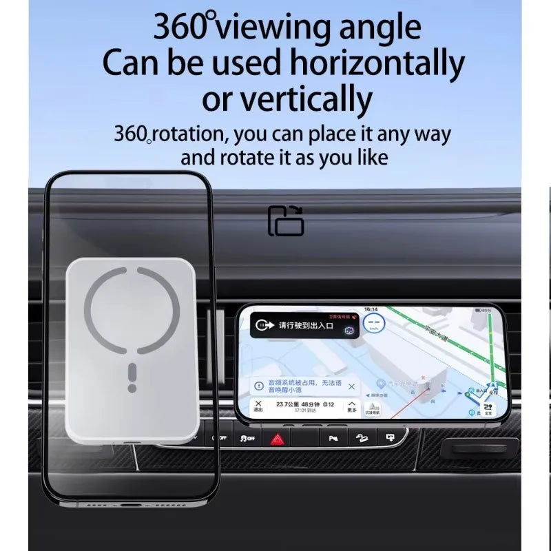 100W Magnetic Wireless Car Charger Air Outlet Phone Holder for iPhone 16 15 14 13 12 lifestyle view