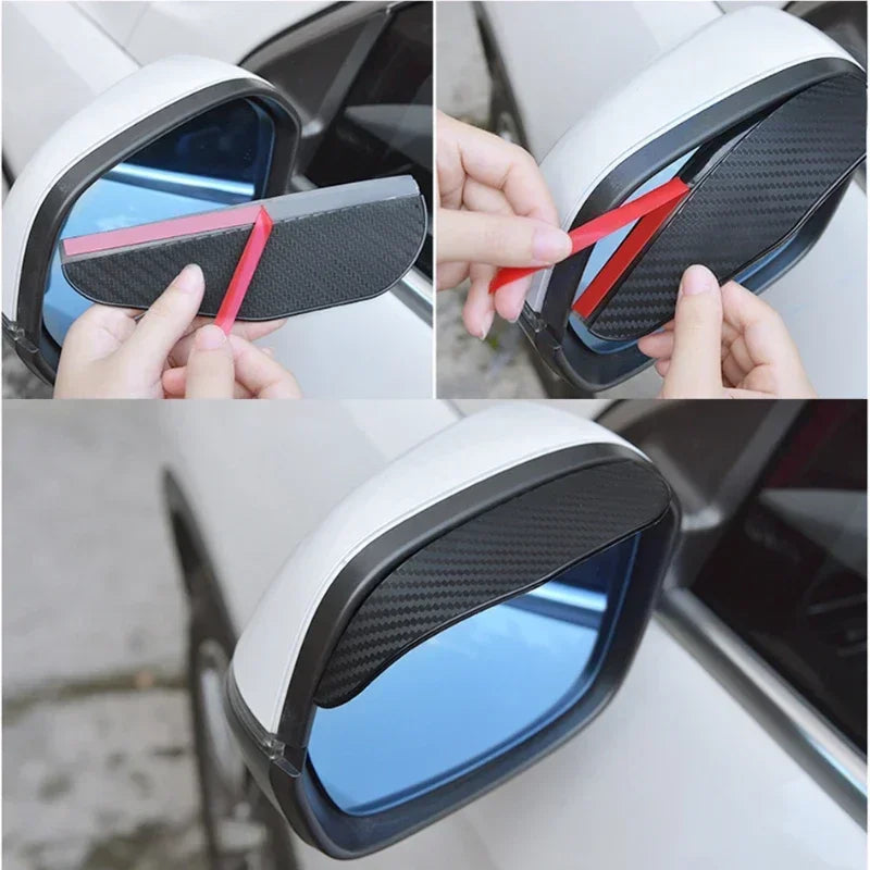 2PCS Car Rearview Mirror Rain Eyebrow Visor Carbon Fiber Car Rearview Side Snow Sun Visor Rain Cover Car Accessories