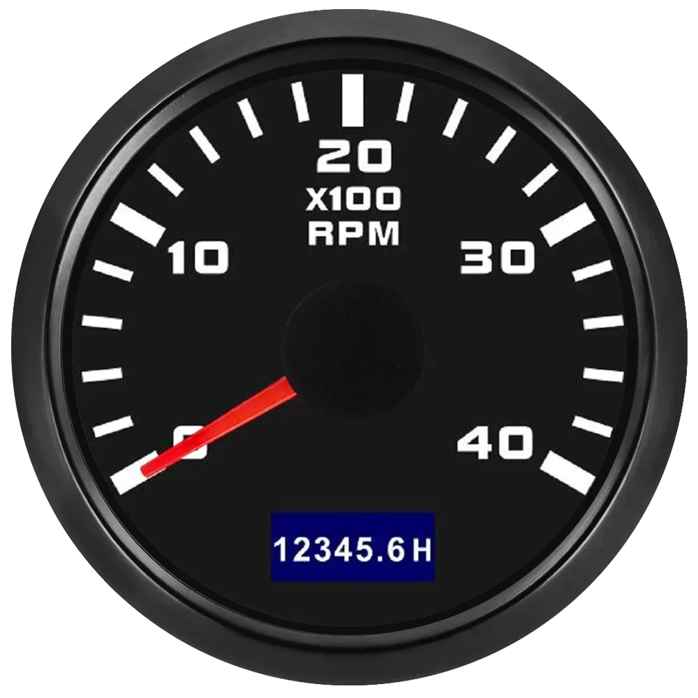 52mm Tachometer with Hourmeter | 7 Color Backlight RPM Gauge for Car Boat detail view