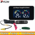 AD Car LCD Water Temperature Meter + Thermometer Voltmeter Gauge 2in1 Temp Voltage Meter 10mm Water Temp Sensor 12V 24V