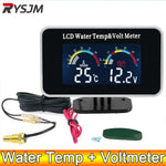 AD Car LCD Water Temperature Meter Voltmeter Gauge 2in1 | 12V 24V Dual Display Temp V alternate view