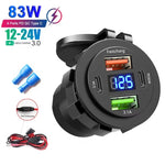 New Car USB Charger PD3.0 & QC3.0 Fast Charging Socket with Voltmeter On/Off Switch 1 alternate view