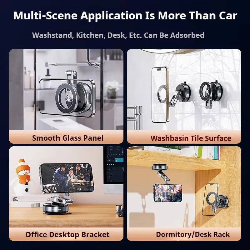 X53 Magnetic Phone Holder Rotating Folding Vacuum Suction Mag Stand For Car Navigat additional angle