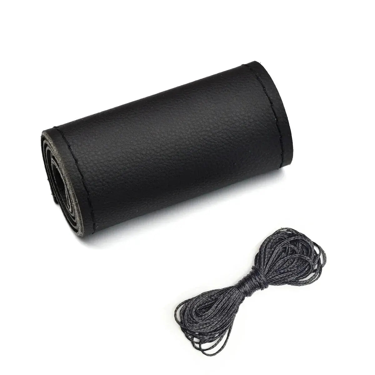 Universal Leather Car Steering Wheel Stitch On Wrap Cover Fit for 38cm 14" DIY Sewi additional angle