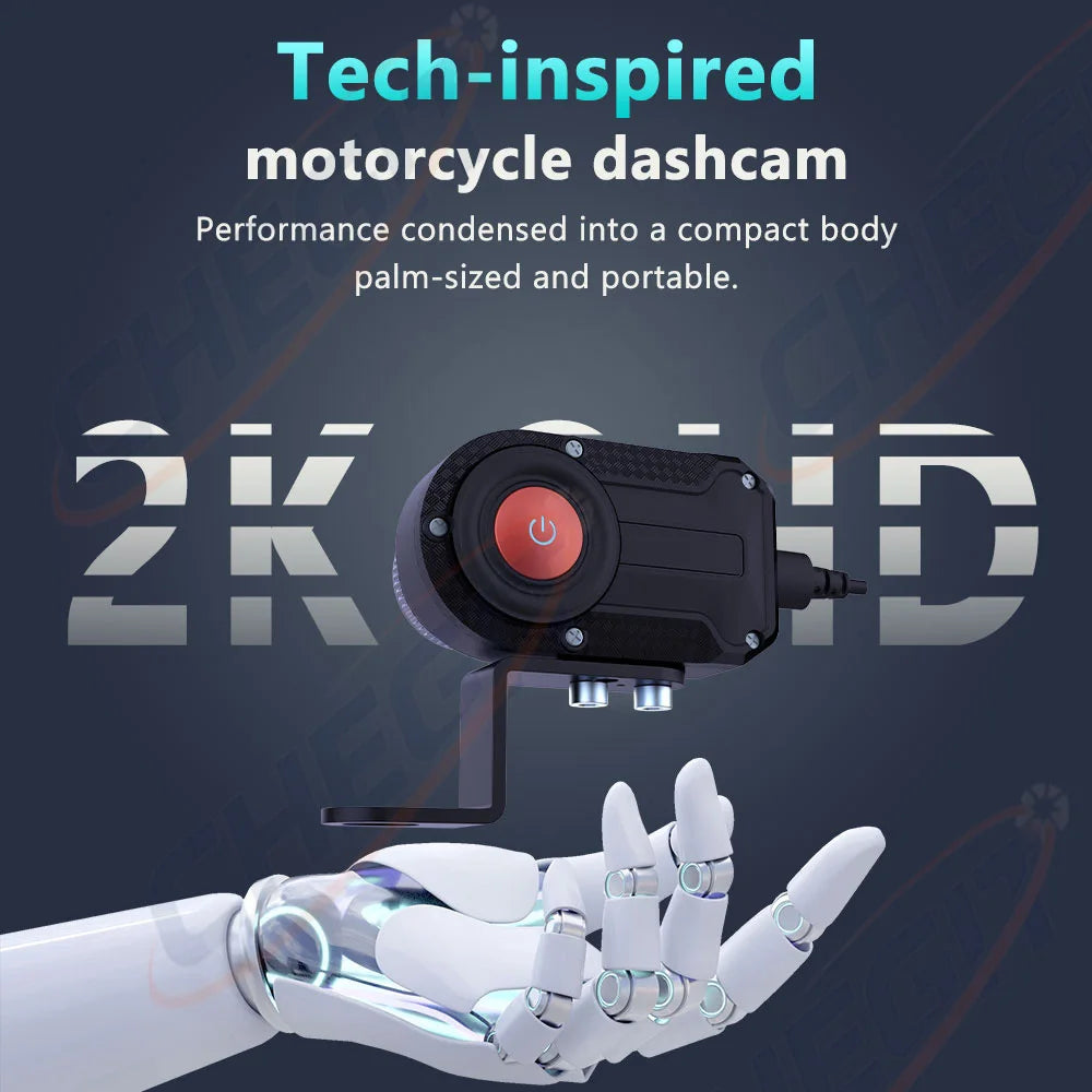 2K HD WiFi Motorcycle DVR | Waterproof IP66 Dash Cam with 170° Wide Angle and Loop Re alternate view