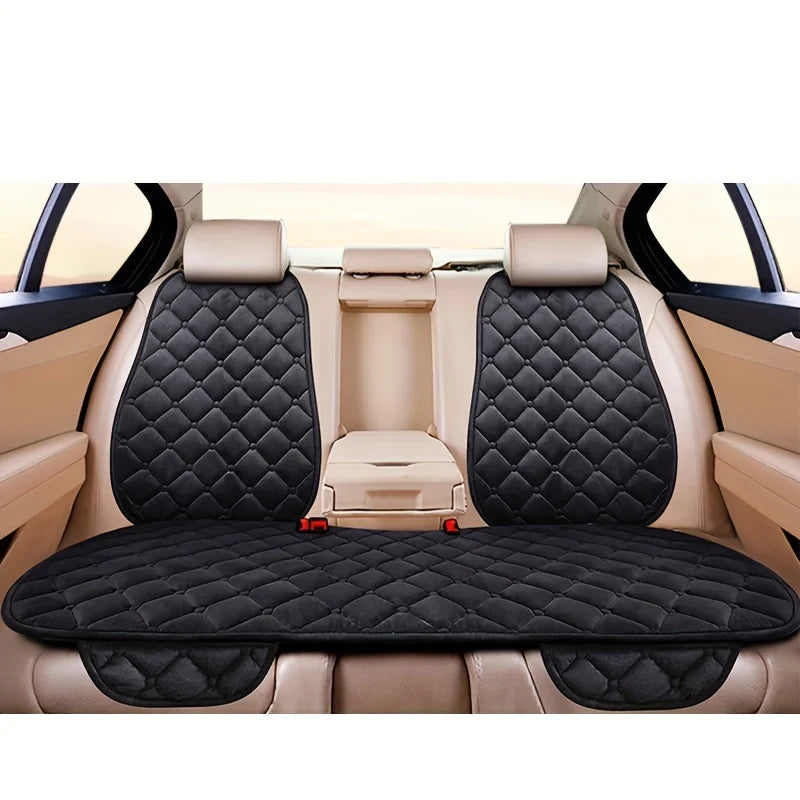 Car Seat Cushion Cover Universal Winter Warm Rear Seat Protector Three Piece close-up view