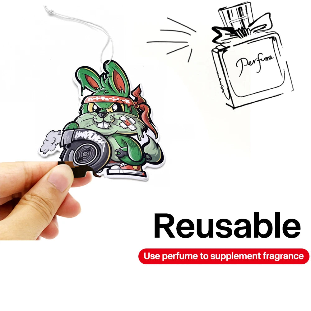 Newest JDM Style Performance Car Rearview Mirror Pendant Air Freshener Solid Paper Decoration Car Decoration Anime Turbo Decor